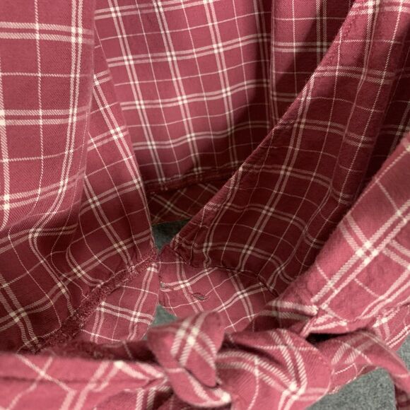 Abercrombie & Fitch Crop Wrap Top Long Sleeve Pink M Plaid Side Tie Soft Viscose - Picture 5 of 11